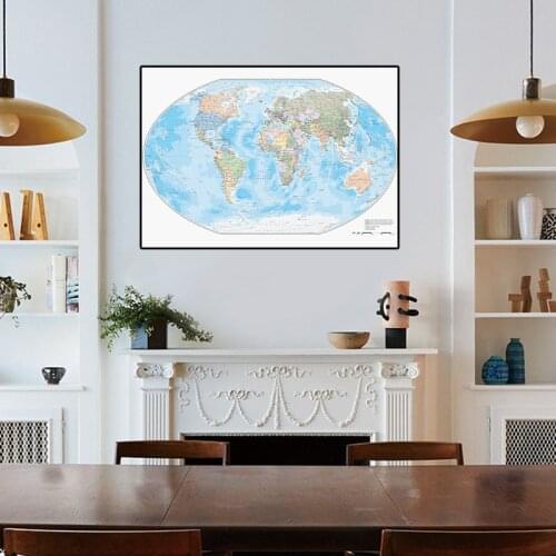 59*42cm Small Poster Vintage World Political Map Eco-friendly Canvas Painting Wall Art Picture Living Room Home Decoration