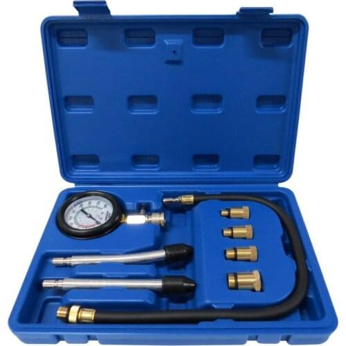 Petrol Engine Compression Test Kit M10+M18 4 piece Adapters 2 Pressure Pipes and Mechanical Pressure Gauge Set