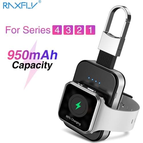 RAXFLY Mini Wireless Charger For Apple i Watch Series 2 3 4 5 950mAh Keychain Power Bank External Battery Portable Fast Charging