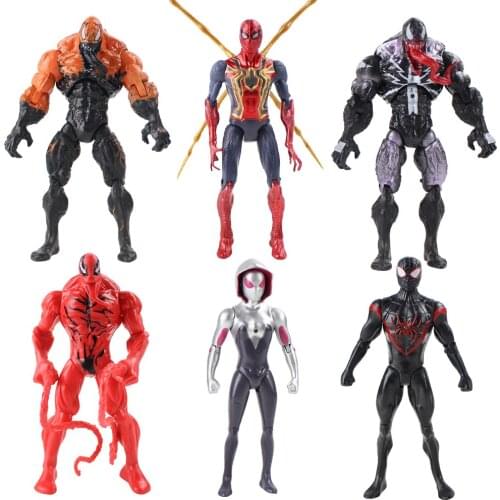 6pcs/lot 17cm Avengers Infinity War Spider Man Venom With LED Light Movable Superhero PVC Action Figure Collectible Model Toys