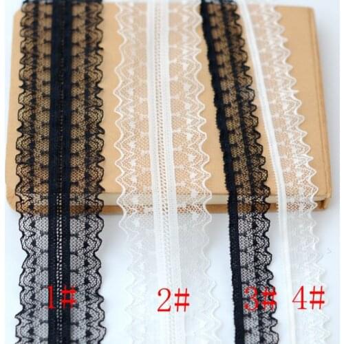 2 Meters/lot Elastic Embroidered Lace Fabric Ivory Black Lace Trimming DIY Garment Sewing Crafts Material Stretch Lace Ribbon