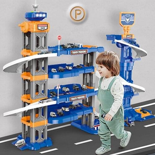 Track Toy Kid Rail Car Building Police Fire Series Car Adventure Toy for Boys Girls Gift Transportation Building Slot Sets