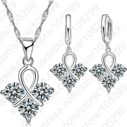 Nice Women Wedding Jewelry 925 Sterling Silver Cubic Zircon Cherry Shape Pendant Jewelry Set Wholesale Factory Price