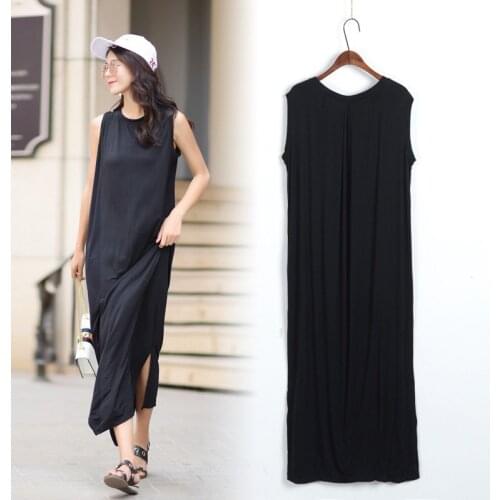 Summer Sleeveless Vest Skirt 2021 Womens New Dress Spring and Autumn Base Long Skirt Large Size Loose Thin One-piece Skirt