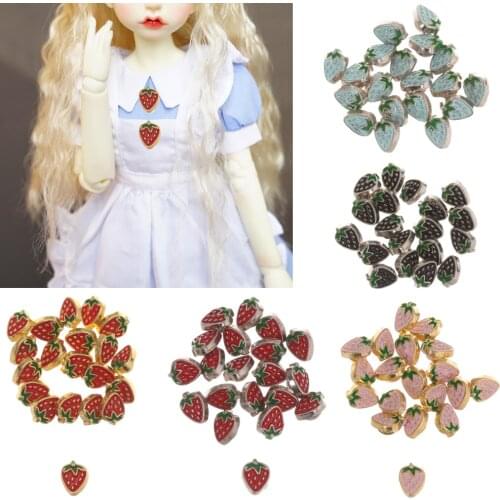 20Pcs Mini Cute Strawberry Button Buckle for DIY Doll Clothes 5mm Metal Decoration Buckles for 1/6 Doll Sewing Craft Accessories