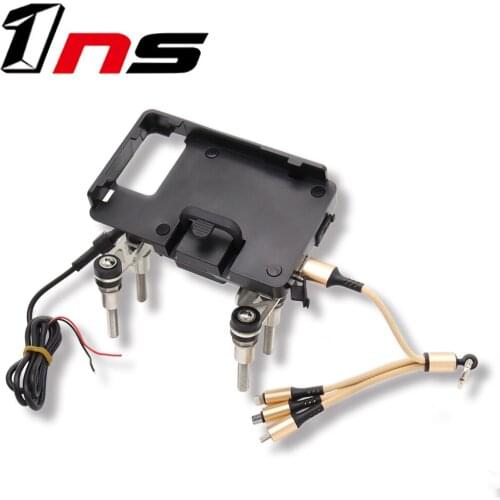 Moto 12mm Support CNC BLACK Mobile Phone Holder Navigation GPS Plate For BMW F700GS F800GS F750GS F850GS R1200RS USB Charging