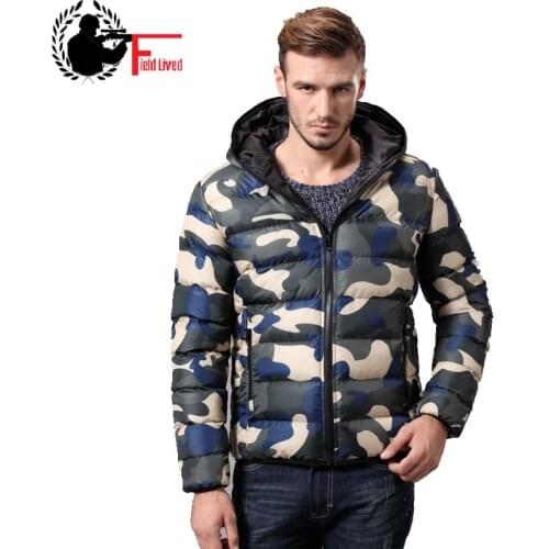 Mens Cotton Padded Down Jacket Camouflage Military Parka Camo Zipper Hoodie Autumn Coat Male Army Style Casual Red Blue Green