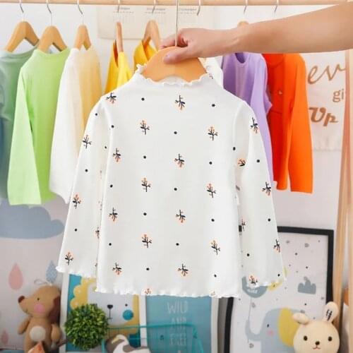 Girls Bottoming Shirt Spring and Autumn 2021 New Childrens Long-sleeved T-shirt Baby Tees Winter Bottoming Clothes