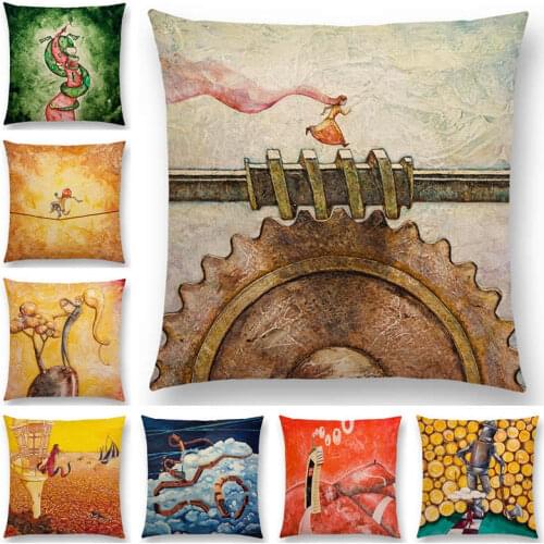 Newest Oil Painting Fable Story Sofa Throw Pillow Case Magical Imagination World Cushion Cover 25 Design Available