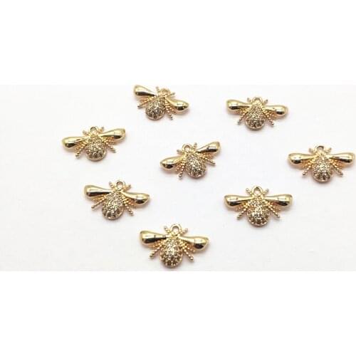 New arrival! 11x18mm 50pcs Cubic Zirconia Bee shape Charm for Earrings DIY parts,Jewelry Accessories Findings & Component