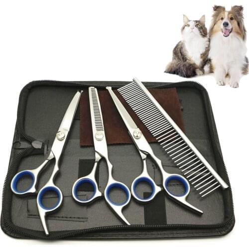 Stainless Steel Pet Dogs Grooming Scissors Up Down Curved Shears Sharp Edge Animals Cat Hair Cutting Barber Cutting Tools Kit