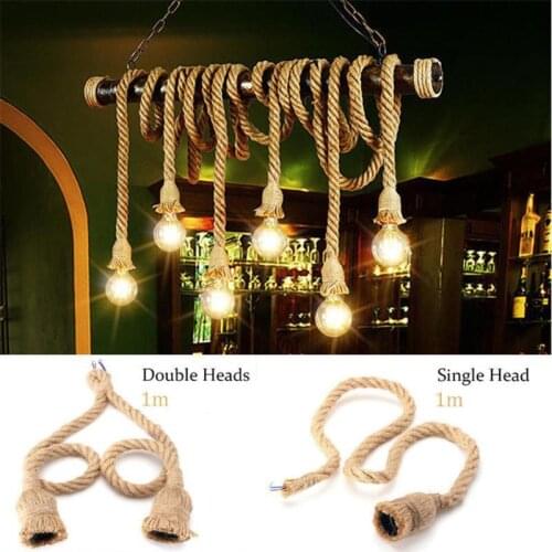 220V E27 Lamp Base 1m 1.5m Vintage Hemp Rope Electric Cord Wire DIY Pendant Garland String Lights Decorative Light Bulb Holder