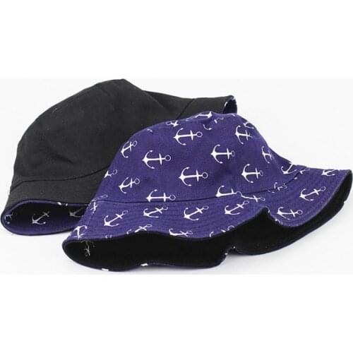 Cotton Boat Hook Print Bucket Hat Fisherman Hat Outdoor Travel Hat Sun Cap Hats for Men and Women 492