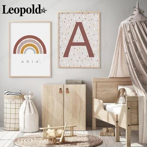 Simple English Alphabet Series Canvas Poster Creative Rainbow Letters a and n Bohemian Style Kids Room Decoration Baby Gifts