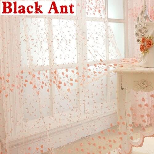 Pink Curtains Embroidery Luxury Flowers Lace Window Modern Living Room Bedroom Curtains Tulle Sheer Fabrics Cortains T&208#30