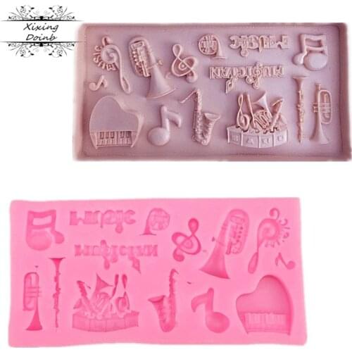 Silicone mold various musical instruments piano shape ornaments fudge chocolate mold cake decoration tools