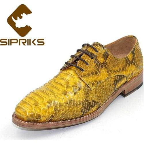 Sipriks Imported Yellow Gold Snakeskin Gents Suits Shoes Mens Formal Tuxedo Shoes Italian Custom Leather Outsole Sewing Luxury