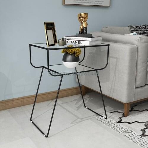 Nordic Sofa Corner Table Simple Modern Living Room Small Tea Table Tempered Glass Bedside Table Movable Side Table Light Luxury