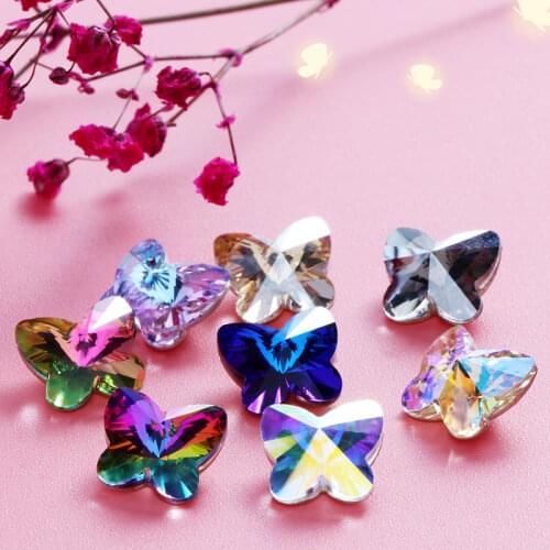 Pointback Glass Strass Butterfly Shape Crystal Rhinestones DIY Naisl Decoration Rhinestones 9x10mm K9 Glass Fancy Stones