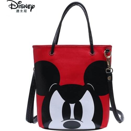 Disney Mickey Mouse Girl Handbag Anger Cartoon Large Capacity Shoulder Bag Hobos Girl Shopping Bags Fashion Student Schoolbag
