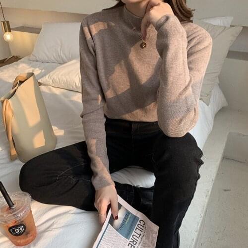 Basic Wild Half-high Collar Bottoming Sweater Women New Autumn and Winter Korean Slim Knit Pullover Tops Female NS1620