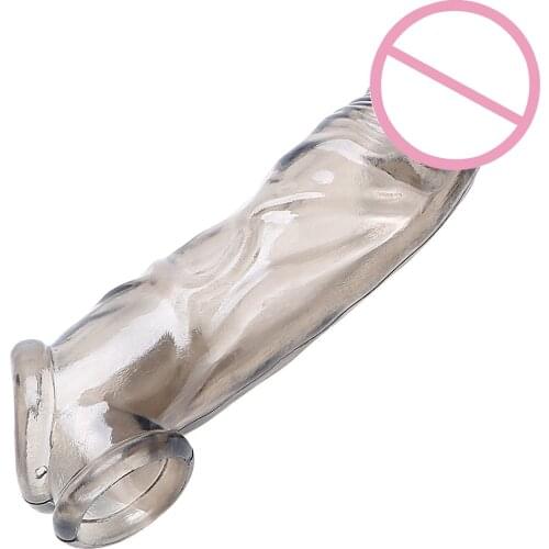 Reusable Penis Sleeve Extender Realistic Penis Condom Silicone Sex Toy For Men Adult Sex Games Cock Enlarger Penis Rubber Dick