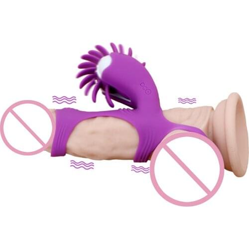 Rotation Tongue Penis Vibrating Ring Male Penis Silicone Ring Oral Sex Licking Vibrator Clitoris Stimulator Sex Toys for Couples