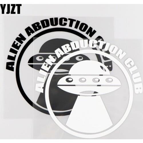 YJZT15.2X13.9CM Alien Abduction Club Funny Vinyl Car Sticker Decal Black / Silver 10A-0183
