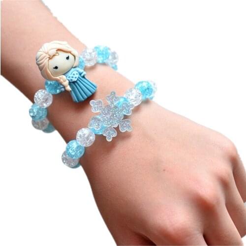 Frozen Princess Bead Cartoon Bracelet Girls Wrist Chain Charm Kids Wristband Birthday Gift Jewelry Accessories Mickey Bracelets