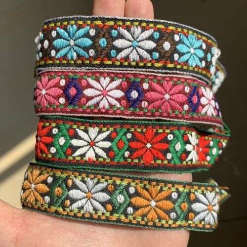 ZERZEEMOOY 1 INCH 25mm 2.5cm 3yard/pack 4 Colored Retro Fashion Flowers Handmade Jacquard Ribbon Lace MJZD19120313