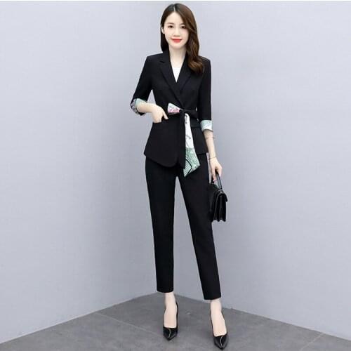 High-quality Womens Suit Pants 2021 Spring and Autumn New Temperament Fashion Womens Professional Suit Two-piece Set