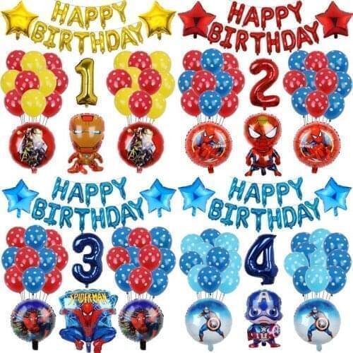 1Set MARVEL Super Hero Hulk Spiderman Party Balloons Happy Birthday Inflatable Foil Ball Kids Birthday Baby Shower Supplies