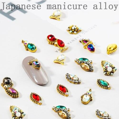 10Pcs/Lot Retro Alloy nail art jewelry AB Crystal Jewelry DIY Designs 3d Alloy Manicure nails accessoires nail supplies