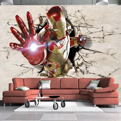 3d background walls in the living room bedroom bed real Internet bar iron man children wallpaperpaintingcustomsize