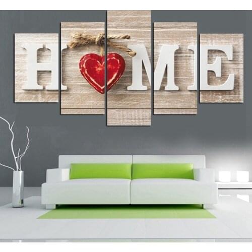 5PCS Frameless Wall Cloth Painting Family Love Letters HD Printing Photo Art Poster Living Room Corridor Bedroom Home Decoration