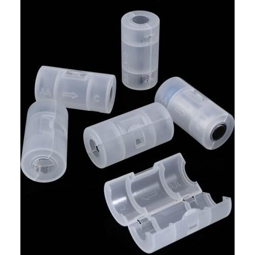 6PCS AA to C Battery Adapter Holder Case Converter Switcher LR06 AA to C LR14 Size Durable Practical Plastic Battery Storage Box