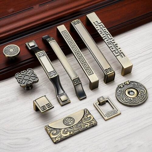 Antique Vintage Kitchen Furniture Cabinets Handles and Knobs Bronze Drawer Pull, Zinc Alloy Wardrobe Knob and Pull