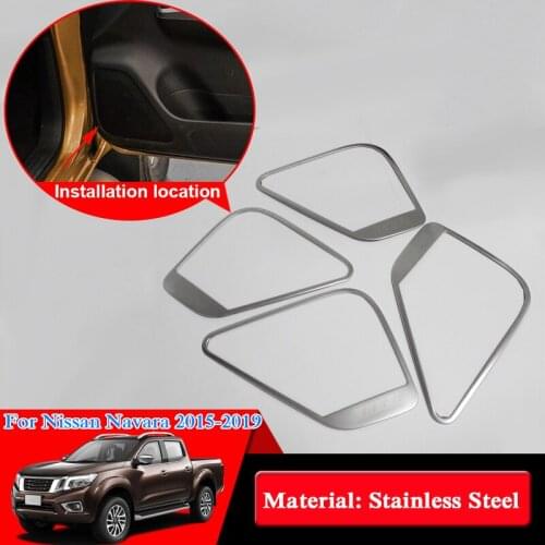 Car Styling ABS Car Door Horn Decoration Frame Door Interior Frame Speaker Accessories For Nissan Navara NP300 D23 2017-2019