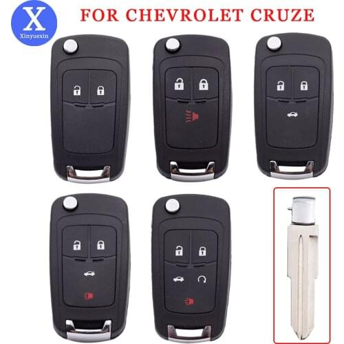 Xinyuexin New Replacement Flip Folding Car Key Shell Case for Chevrolet Cruze Epica Lova Camaro Impala 2 3 4 5 Buttons Key Case