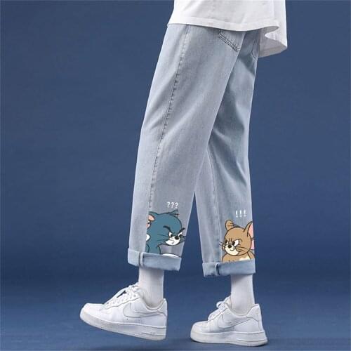 Men Hip Hop Cargo Jeans Pants Solid Baggy Loose Elastic Pants High Street Sweatpants Autumn Pants Streetwear Trousers Males
