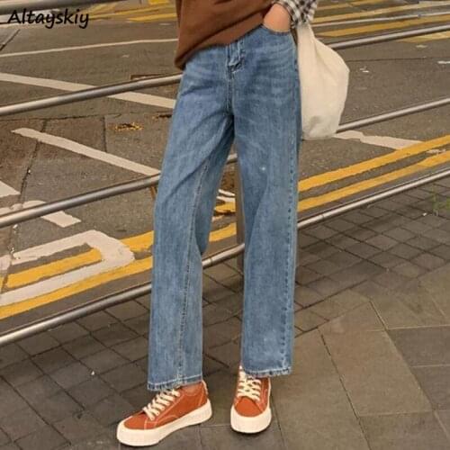 Ankle-length Jeans Women Baggy Students High Waist Summer Loose Korean Style Fashion Mujer Casual Pockets Washed Vintage Clothes