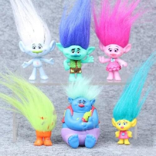 Troll Movie 6Pcs/Set 3cm-7cm Figure Collectible Dolls Brinquedos Poppy Branch Biggie PVC Trolls Action Figures Doll Toy Trolls