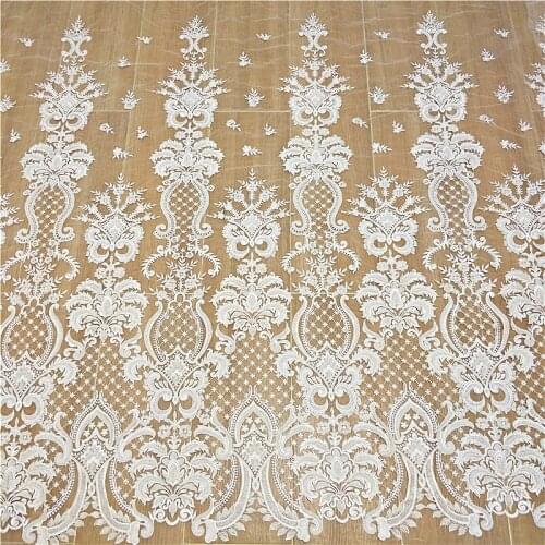 European and American fashion beaded sequined mesh embroidery lace fabrics for wedding dress veil