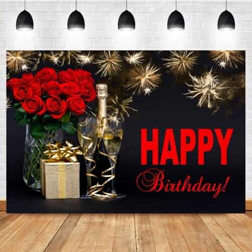 Laeacco Fireworks Gifts Champagne Roses Birthday Party Decor Custom Photo Background Photographic Backdrop For Photo Studio