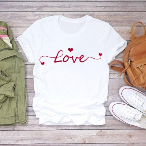 Women T-shirts Fashion Love Print cute streetwear trend 90s Ladies Tee Tops O-neck female tshirt Summer harajuku tee shirt femme