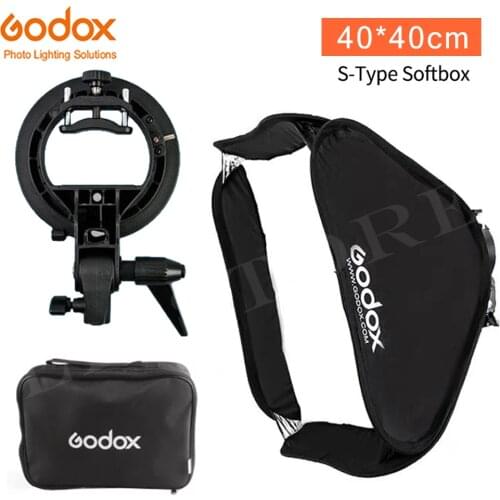 Godox 40x40cm Softbox + S-Type Bracket Bowens Holder+ Bag Kit for Camera Flash