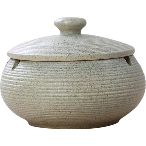 Ceramic Ashtray with Windproof Lid for Indoor Outdoor Use