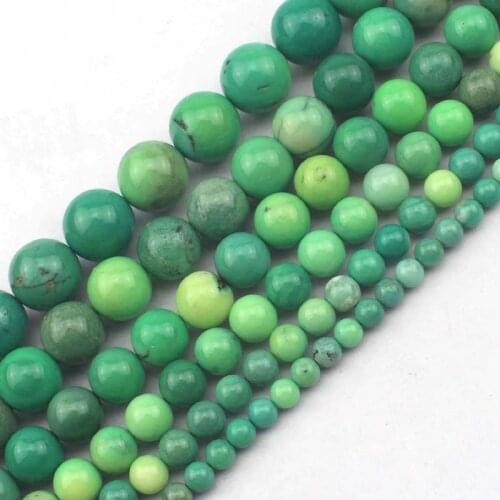 Round green opal stone beads natural GEM stone beads DIY loose beads for jewelry making strand 15" wholesale