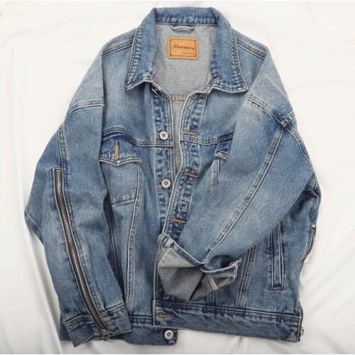 Denim Jacket Women 2021 Spring Autumn New Korean Fashion Loose Zipper Splicing Long Sleeve All-Match Denim Coat Female Tide A493