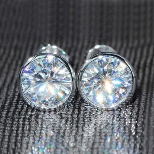 Huitan Minimalist Womens Stud Earrings Solitaire White Cubic Zirconia Wedding Jewelry Party Daily Wear Earrings for Teens Newly